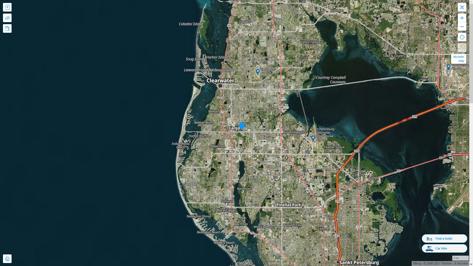 Largo Florida Highway and Road Map with Satellite View